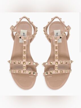 Valentino Garavani Rockstud Jelly Flat Gladiator Sandals Size 38